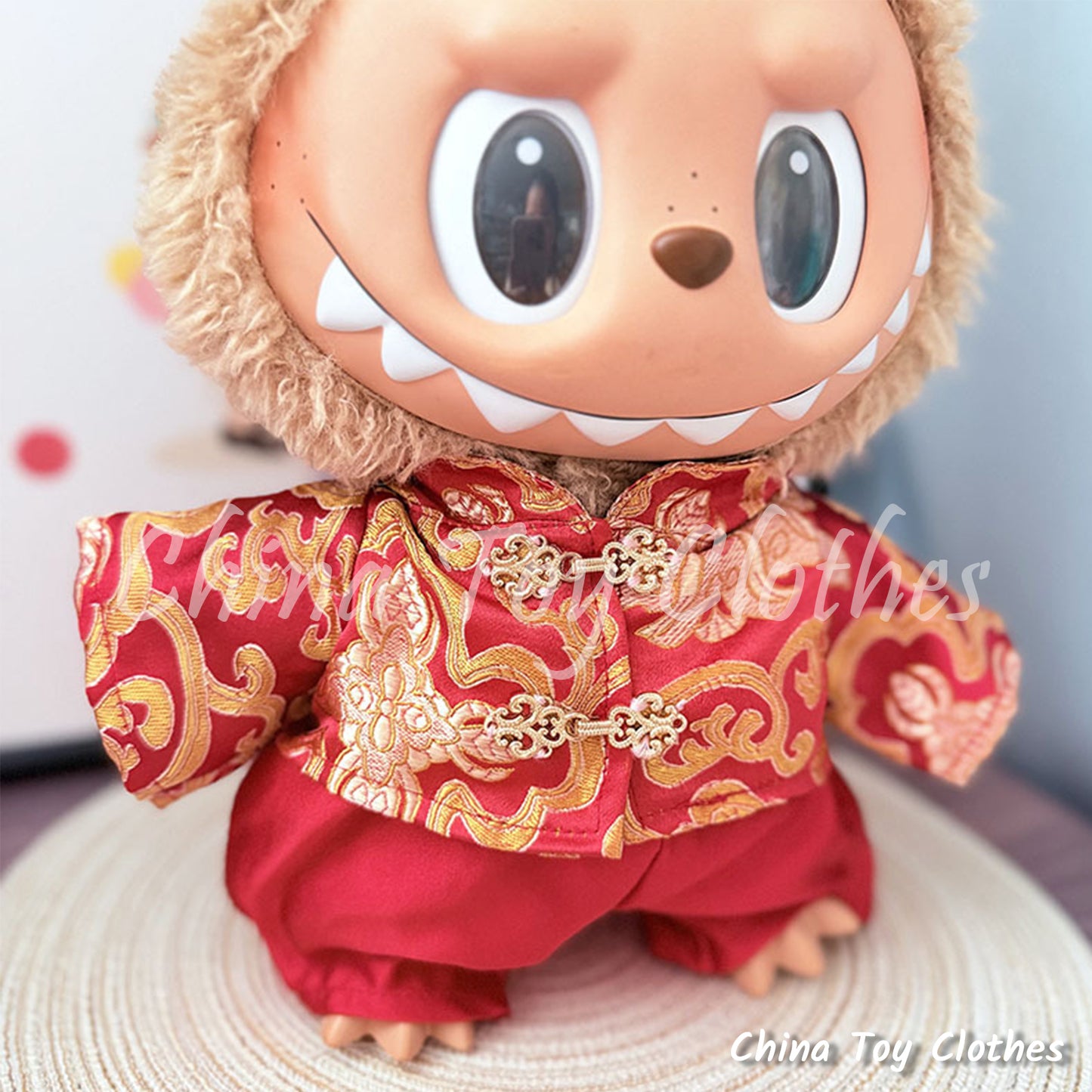 LABUBU 38cm 15inch The Monsters Plush Doll Clothes Handmade Traditional China Wedding Dress NO TOY