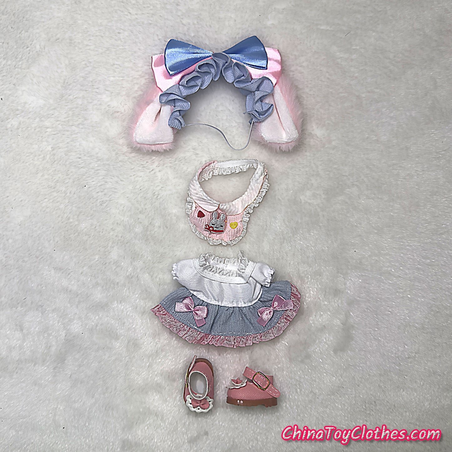 LABUBU 17cm The Monsters Plush Doll Handmade Clothes Kawaii Bunny Dress NO TOY