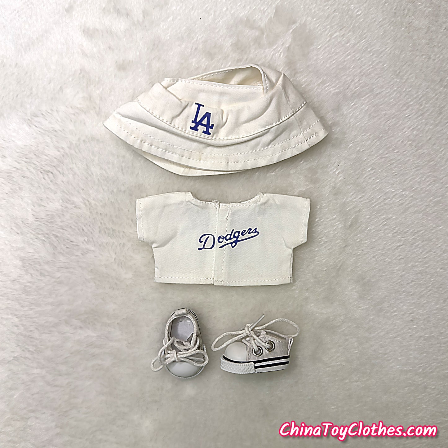 LABUBU 17cm The Monsters Plush Doll Replacing Clothes White LA Dodgers No. 5 FREEMAN Sportswear Outfit NO TOY