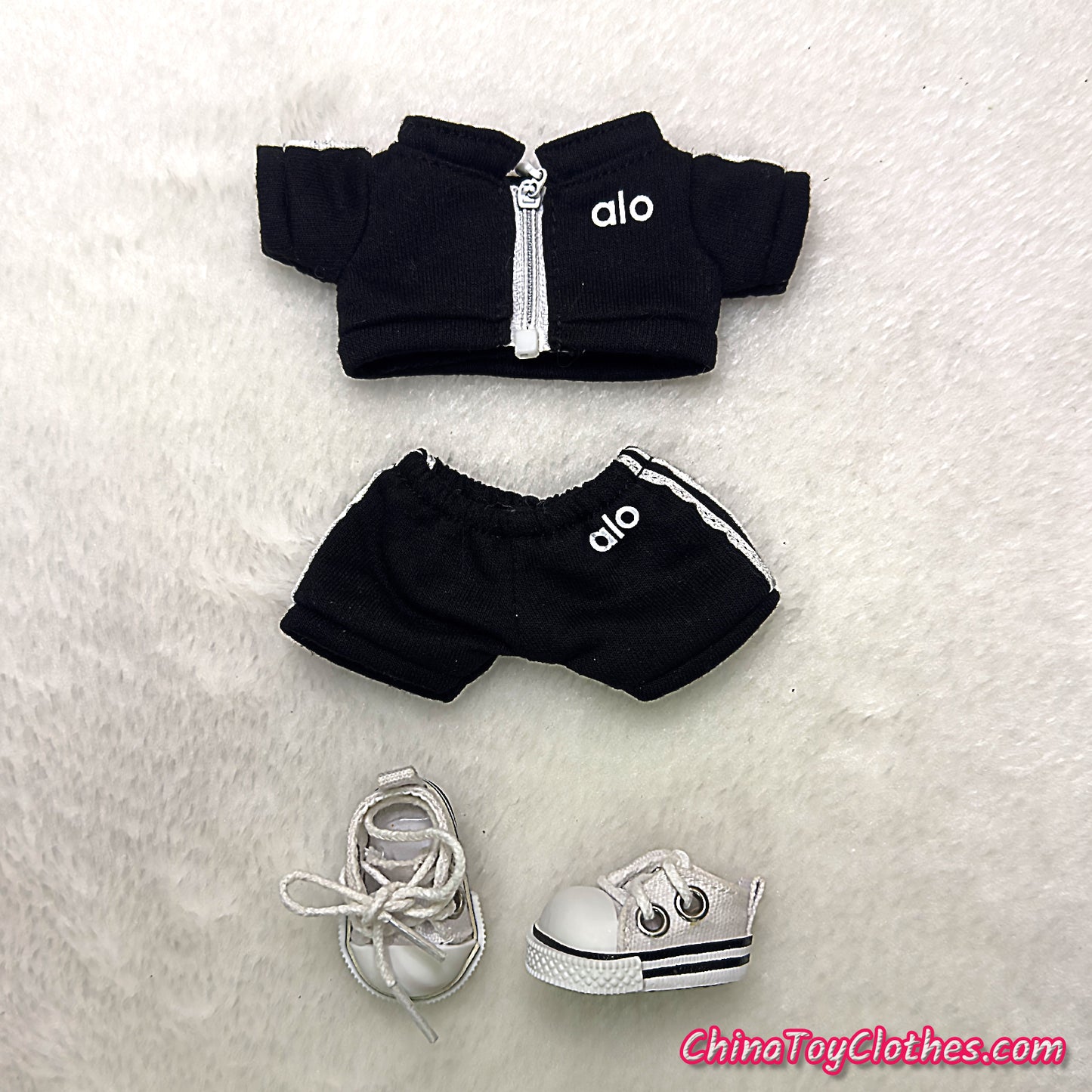 LABUBU 17cm The Monsters Plush Doll Replacing Clothes Black Yoga Leisure Sportswear Outfit NO TOY