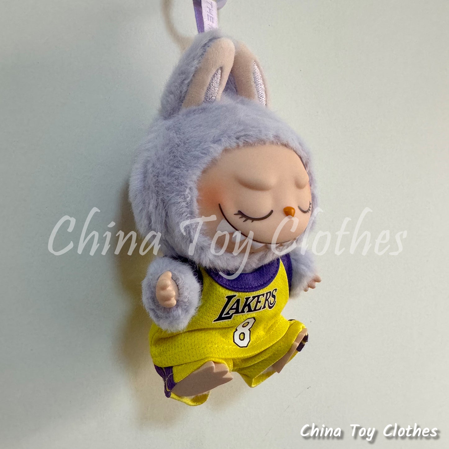 LABUBU 17cm The Monsters Plush Doll Clothes Lakers No. 8 Basketball Sportswear Jersey NO TOY