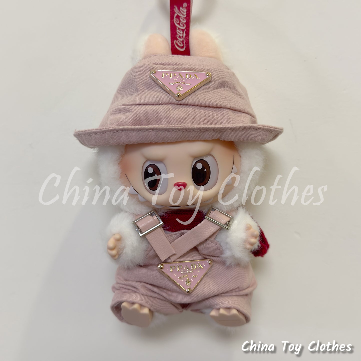 New Arrival LABUBU 17cm 7" The Monsters Plush Doll Clothes Rich Guy Pink Leisure suit NO TOY