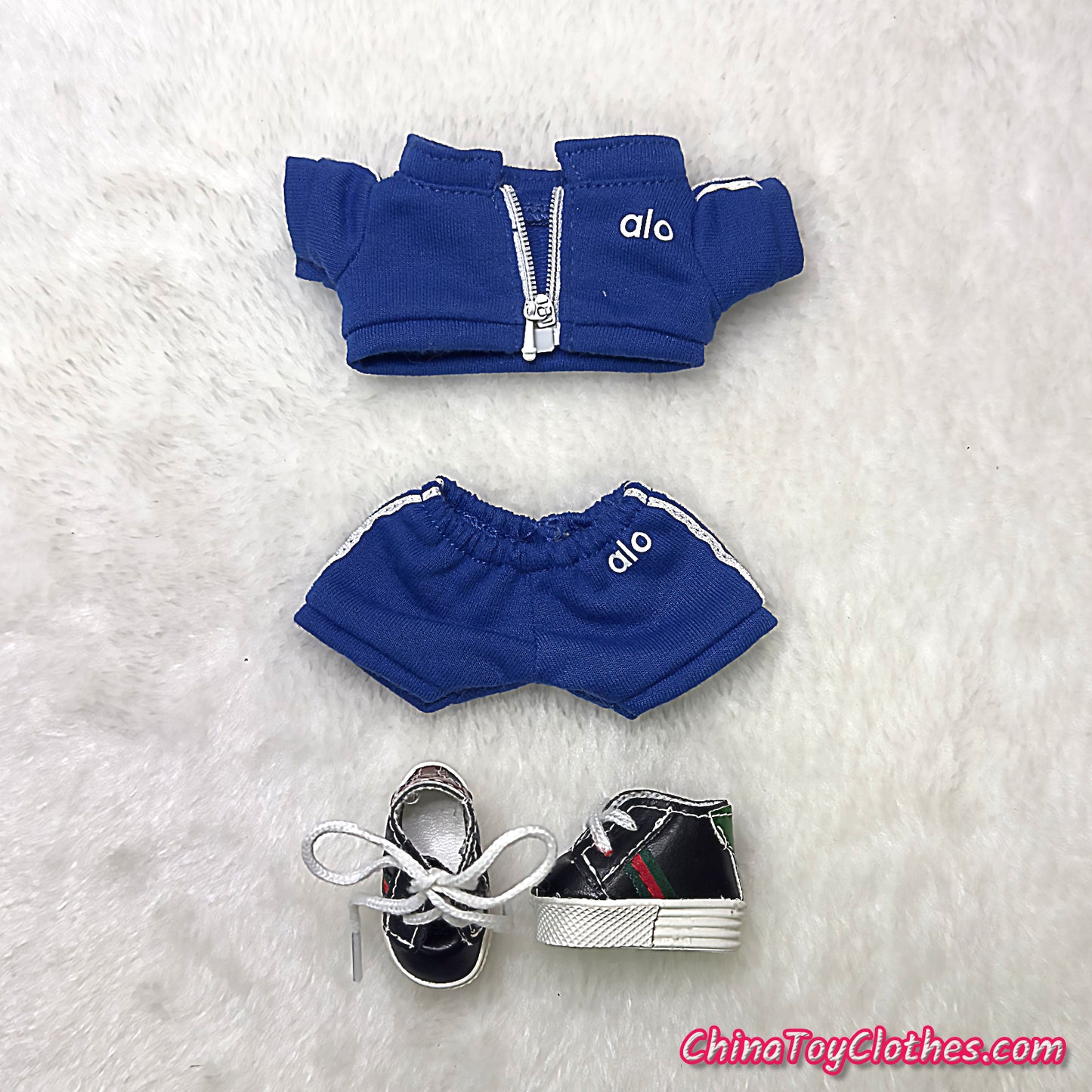 LABUBU 17cm The Monsters Plush Doll Replacing Clothes Blue Yoga Leisure Sportswear Outfit NO TOY