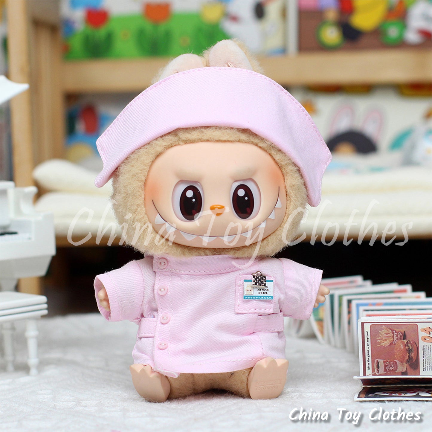 LABUBU 17cm The Monsters Plush Doll Handmade Clothes Cute Doctor and Nurse Outfit NO TOY