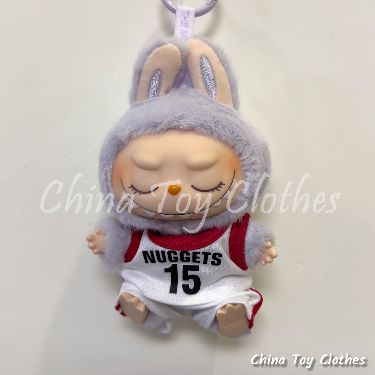 LABUBU 17cm The Monsters Plush Doll Clothes Nuggets No. 15 Basketball Sportswear Jersey NO TOY