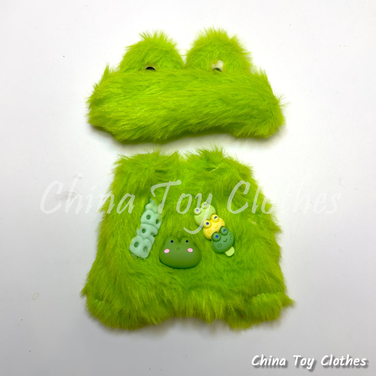 LABUBU 17cm 7inch The Monsters Plush Doll Clothes Handmade Green Frog Monster Outfit NO TOY