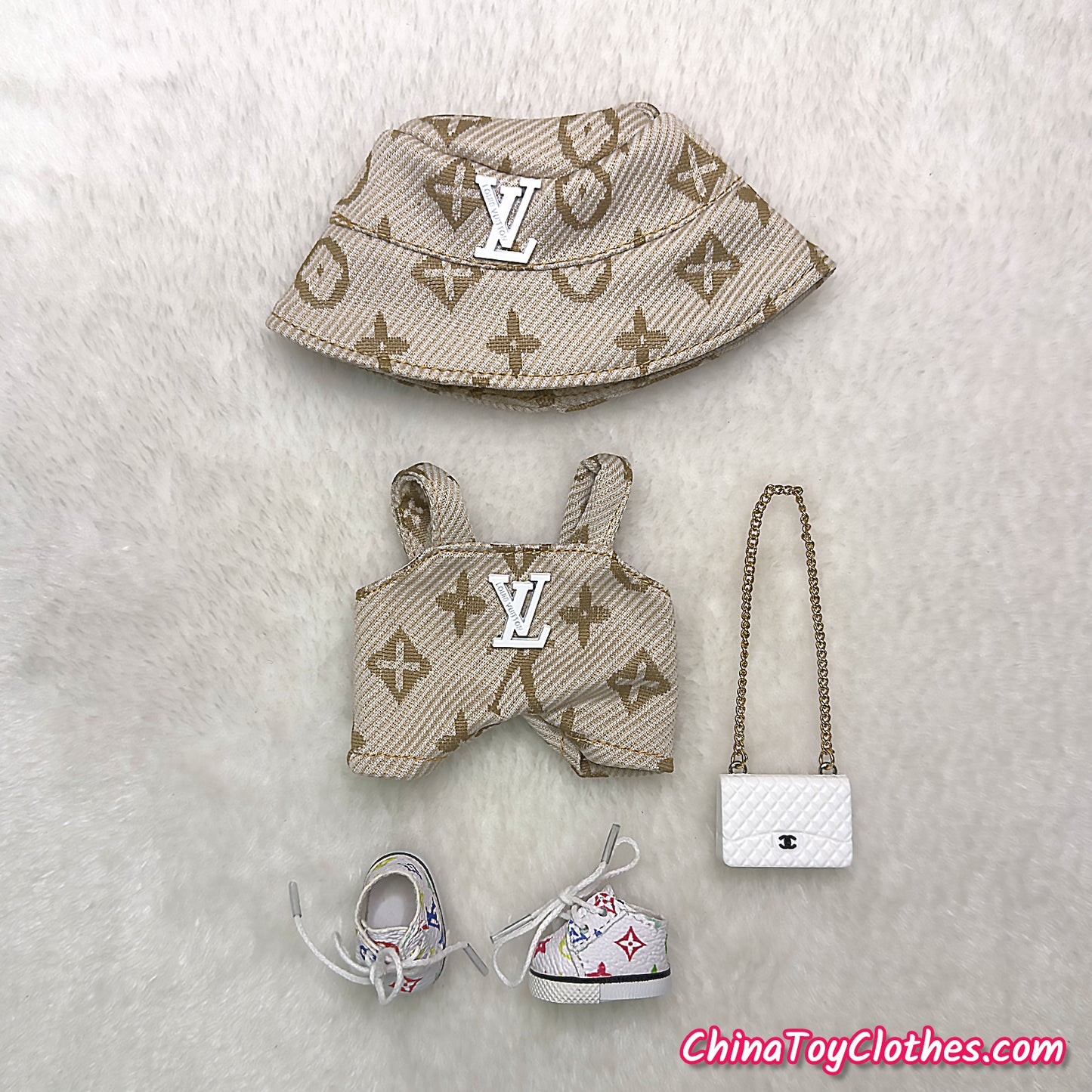 LABUBU 17cm The Monsters Plush Doll Clothes VV Fashion with Hat Outfit NO TOY