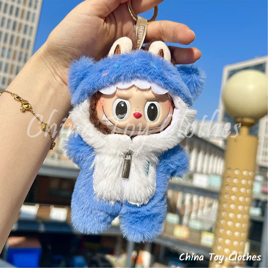 LABUBU 17cm Les Monstres Peluche Poupée Vêtements Adorable Bleu Gura Sharky Costume PAS DE JOUET