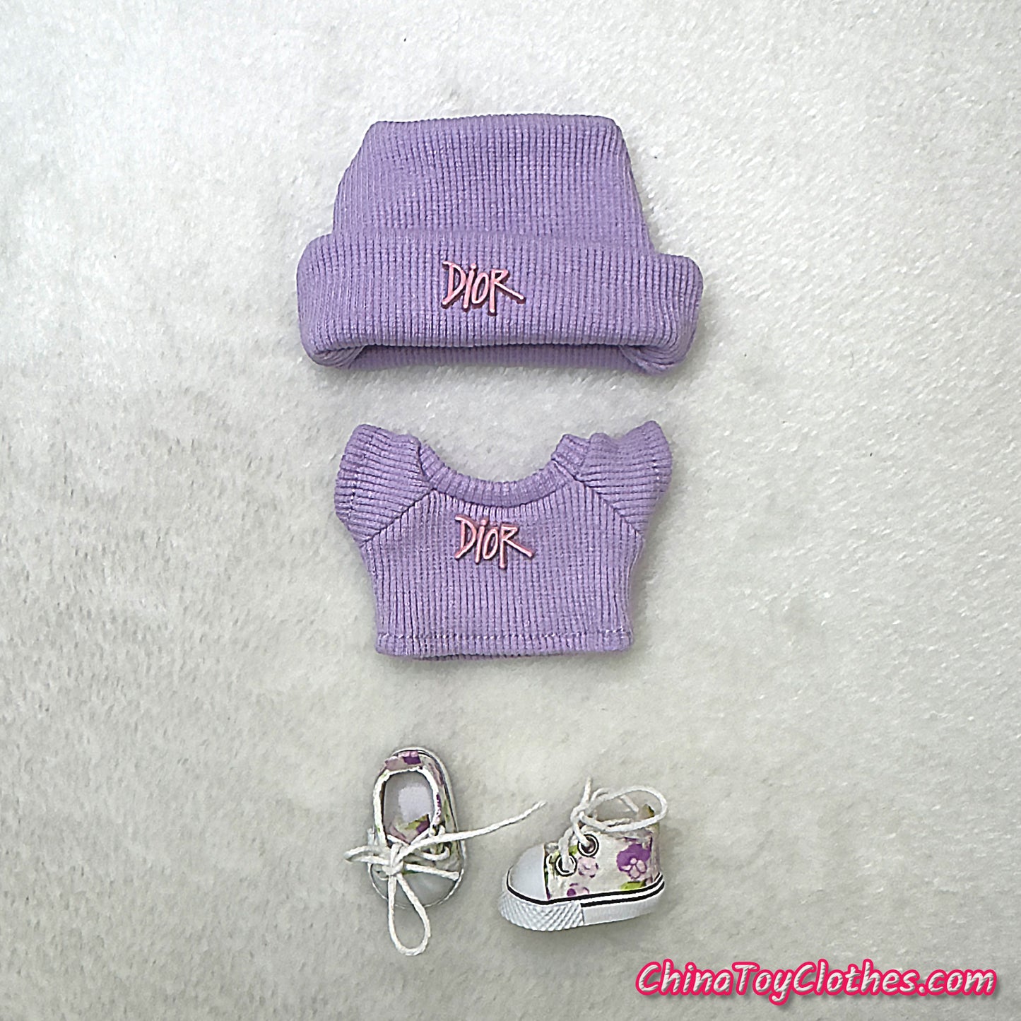 LABUBU 17cm The Monsters Plush Doll Handmade Cute Purple DD Sweater Glasses NO TOY