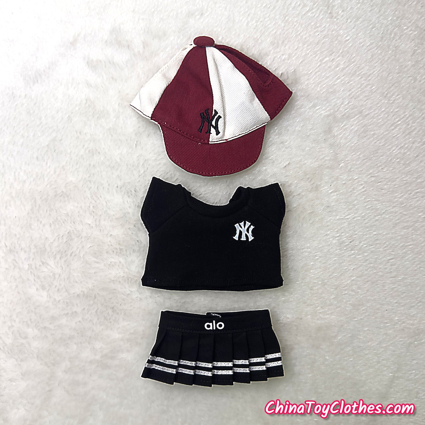LABUBU 17cm The Monsters Plush Doll Replacing Clothes Baseball T-Shirt and Cap Leisure Sportswear Outfit NO TOY