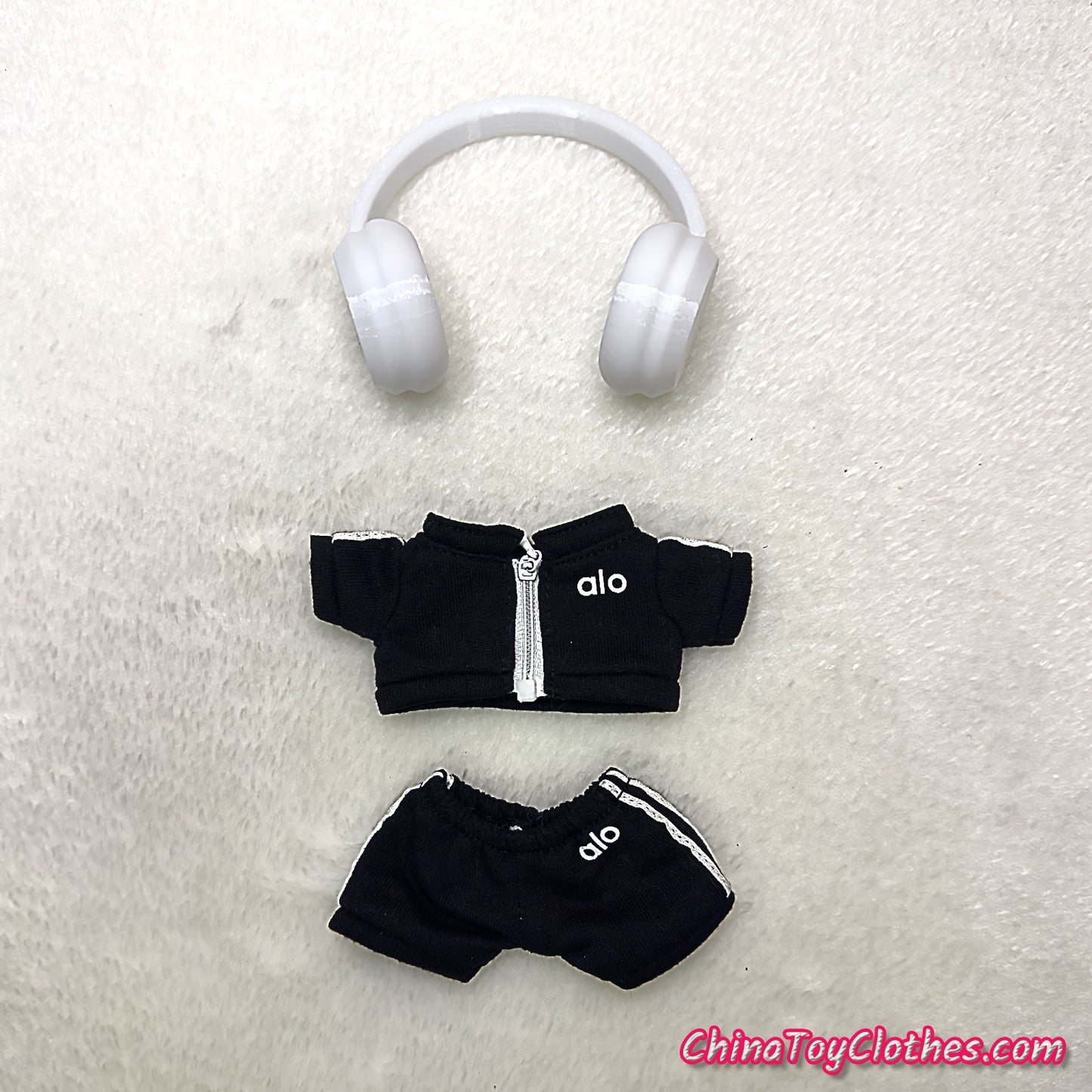 LABUBU 17cm The Monsters Plush Doll Replacing Clothes Black Yoga Leisure Sportswear Outfit NO TOY