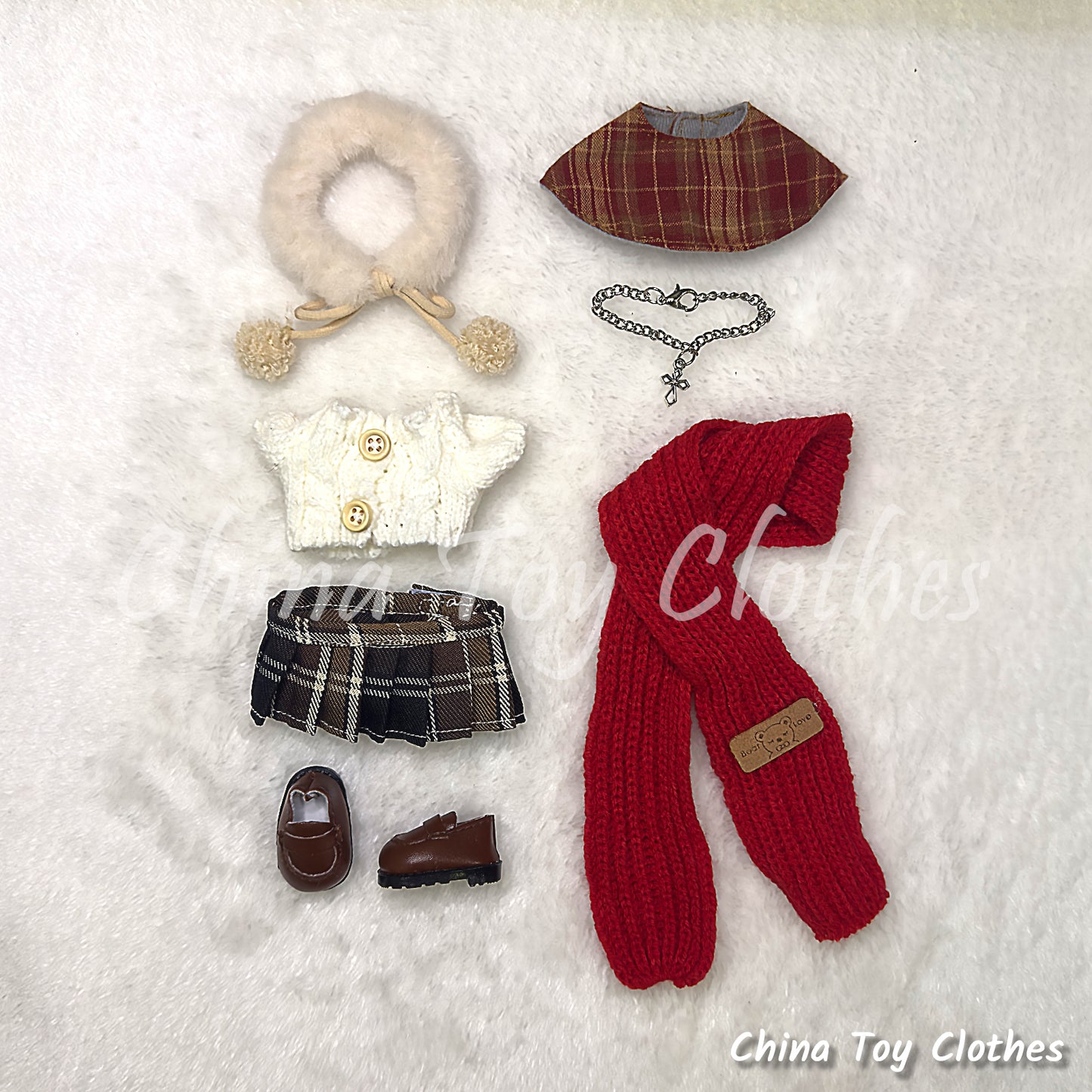 LABUBU 17 公分怪獸毛絨娃娃衣服富婆女孩 GG 套裝無玩具