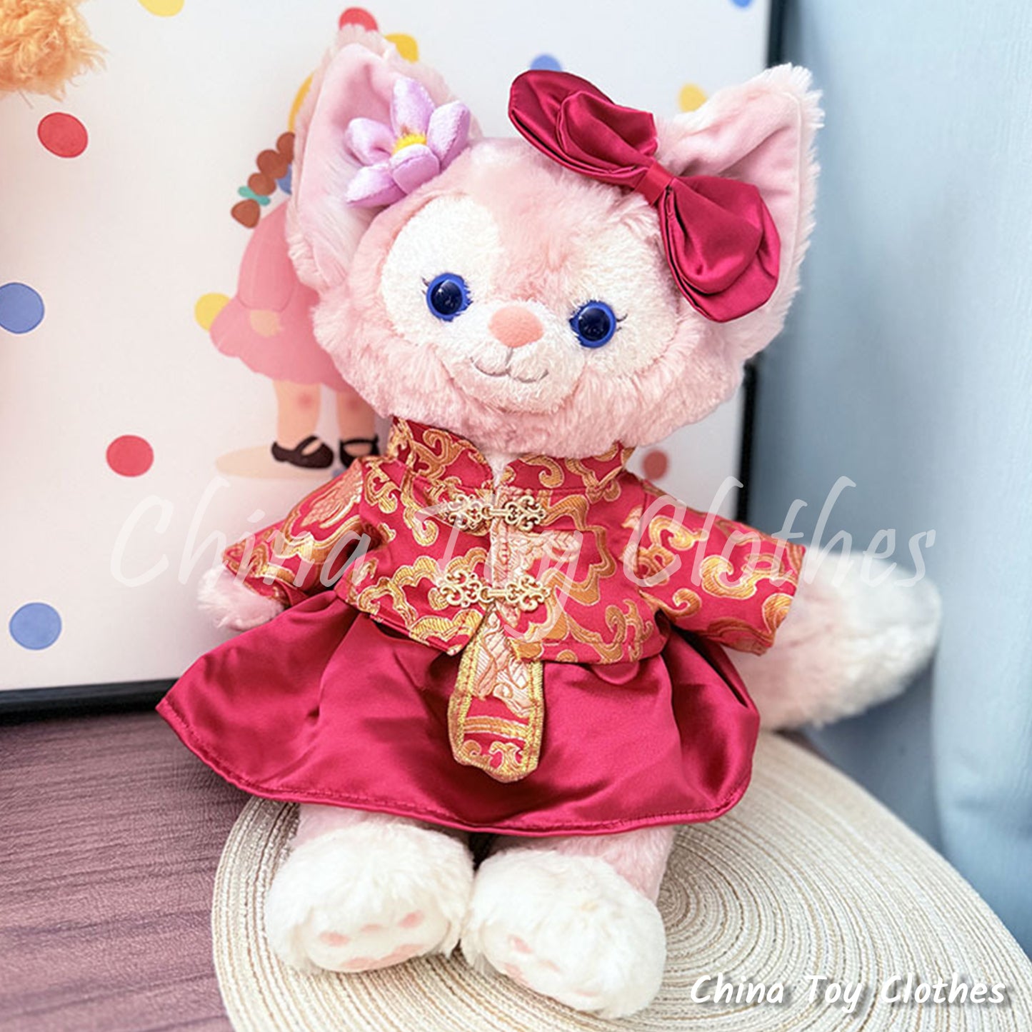 LABUBU 38cm 15inch The Monsters Plush Doll Clothes Handmade Traditional China Wedding Dress NO TOY