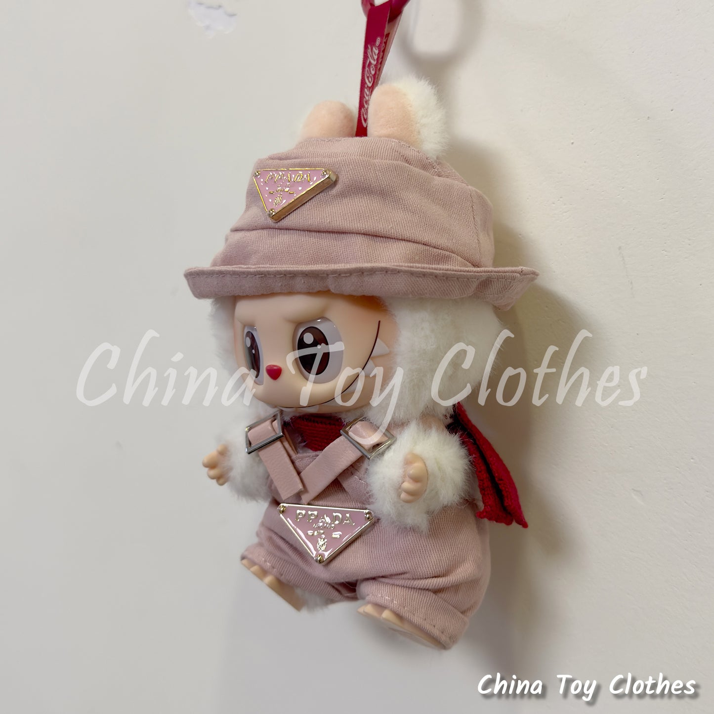 New Arrival LABUBU 17cm 7" The Monsters Plush Doll Clothes Rich Guy Pink Leisure suit NO TOY
