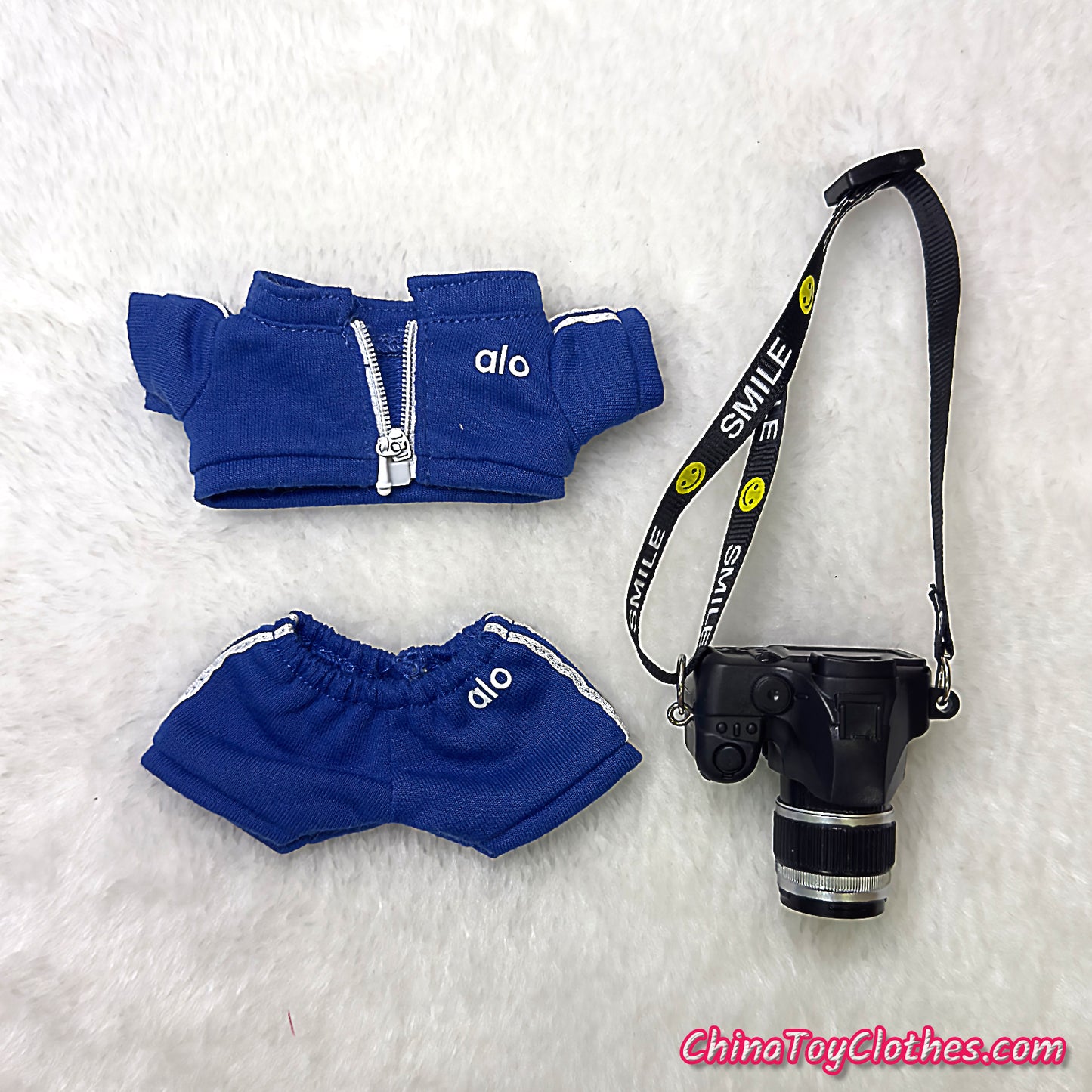 LABUBU 17cm The Monsters Plush Doll Replacing Clothes Blue Yoga Leisure Sportswear Outfit NO TOY