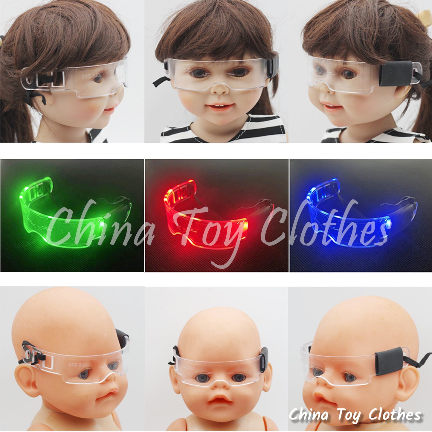 LABUBU 17cm 7" Monsters Plush Doll Glasses Colorful LED Lighting Cyberpunk Style NO TOY