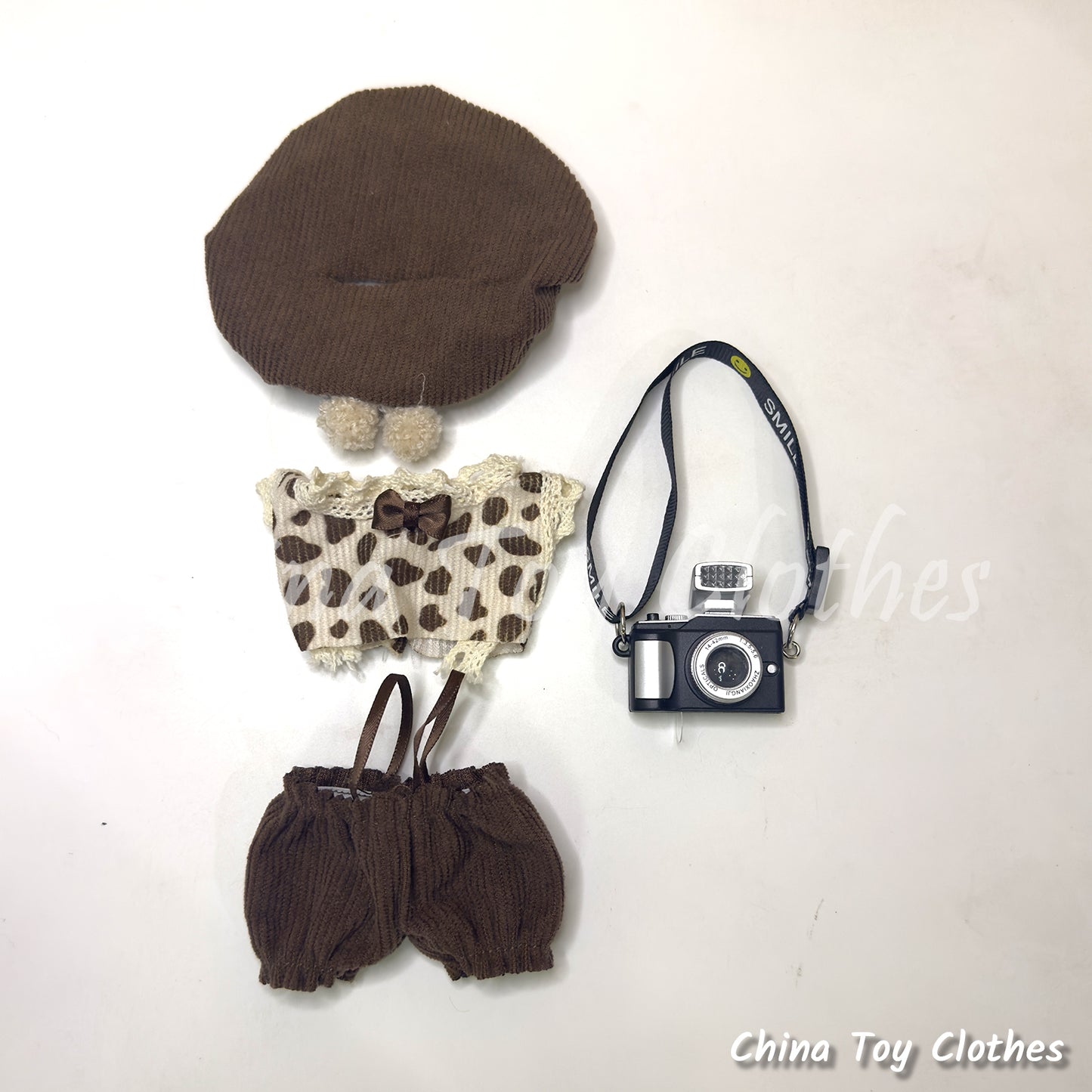 LABUBU 17cm The Monsters Plush Doll Replacing Clothes Cute Europe Style Outfit Hat Shoes Camera NO TOY