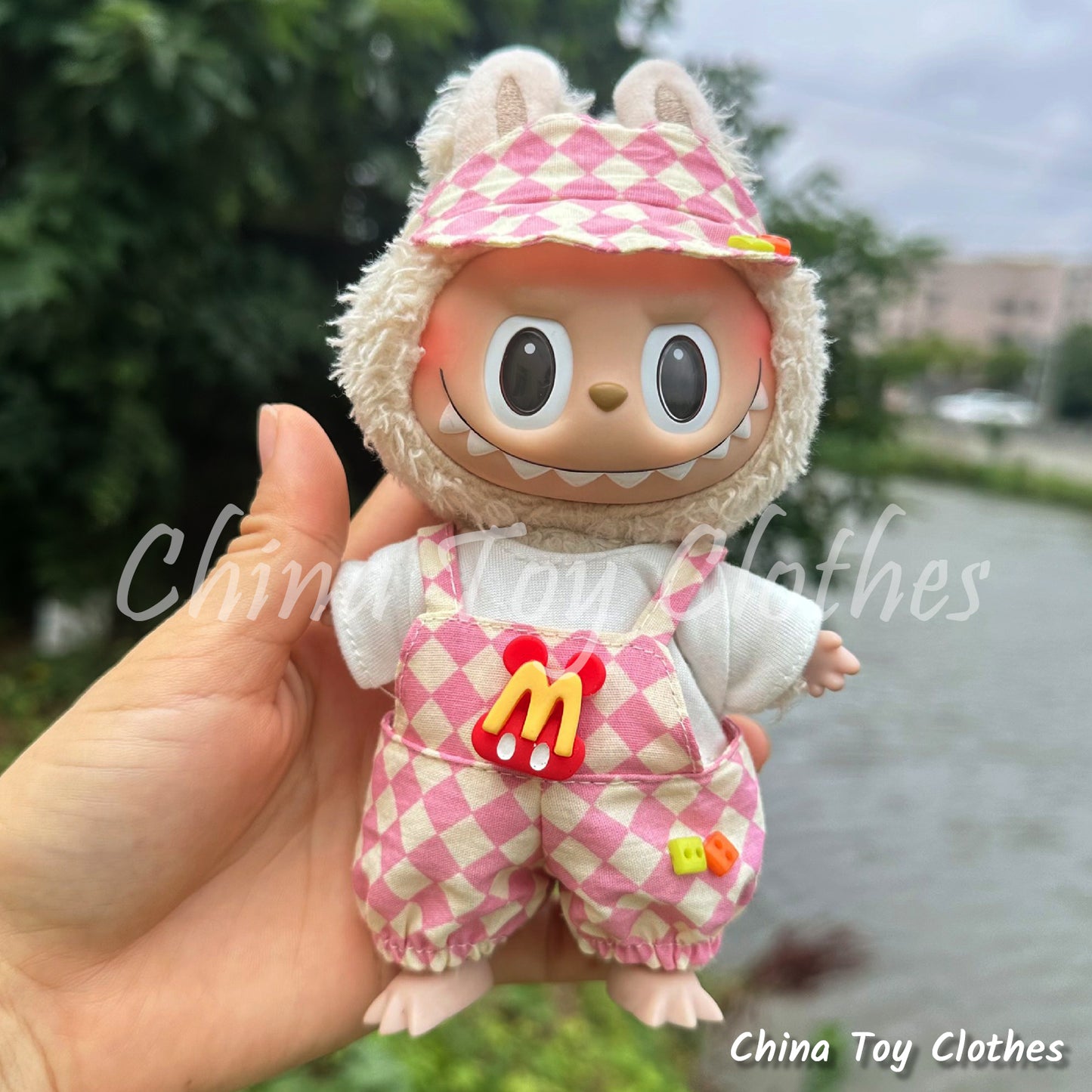 LABUBU 17cm The Monsters Plush Doll Clothes Cute & Lovely Mcdonald's Suit 3 pcs in a set NO TOY