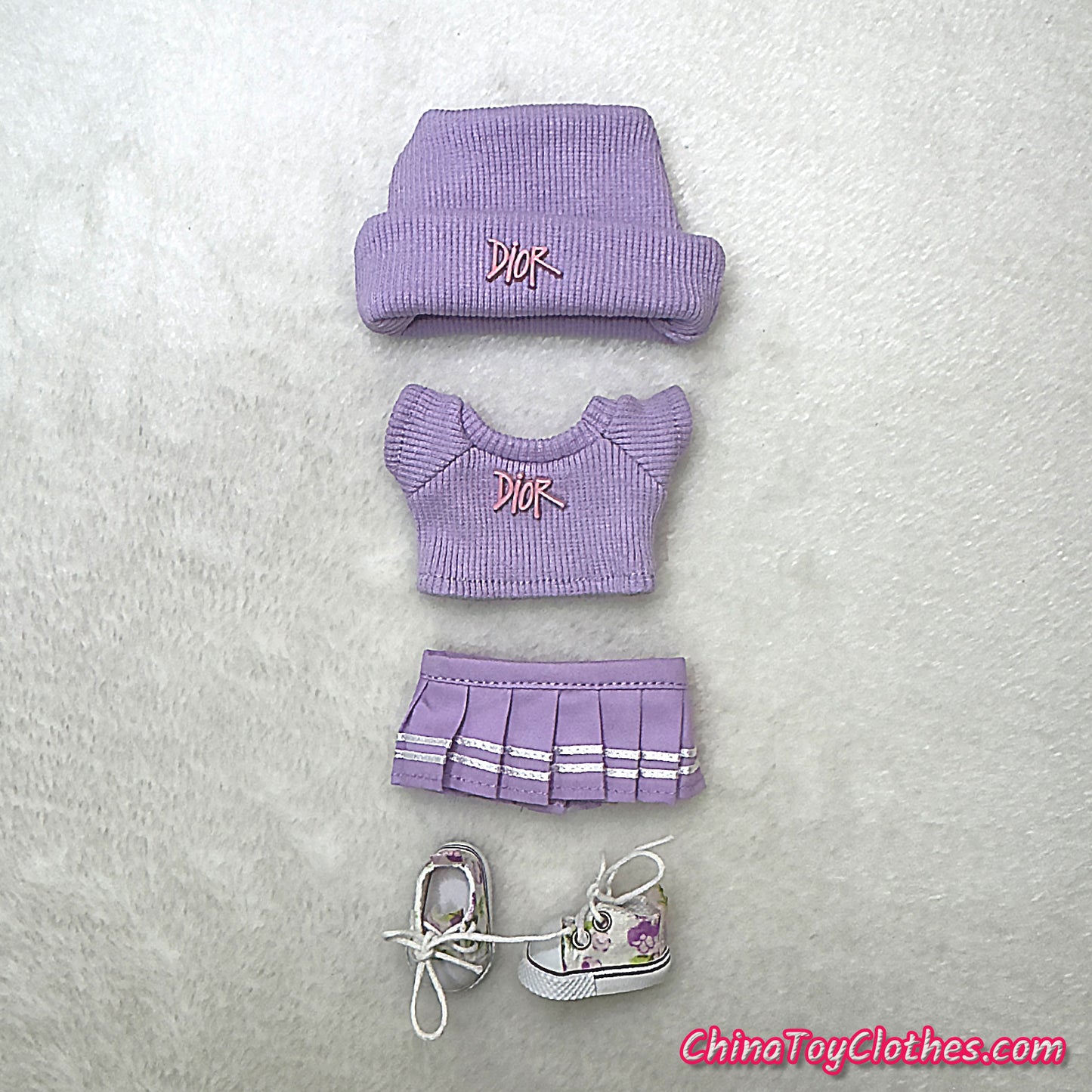 LABUBU 17cm The Monsters Plush Doll Handmade Cute Purple DD Sweater Glasses NO TOY