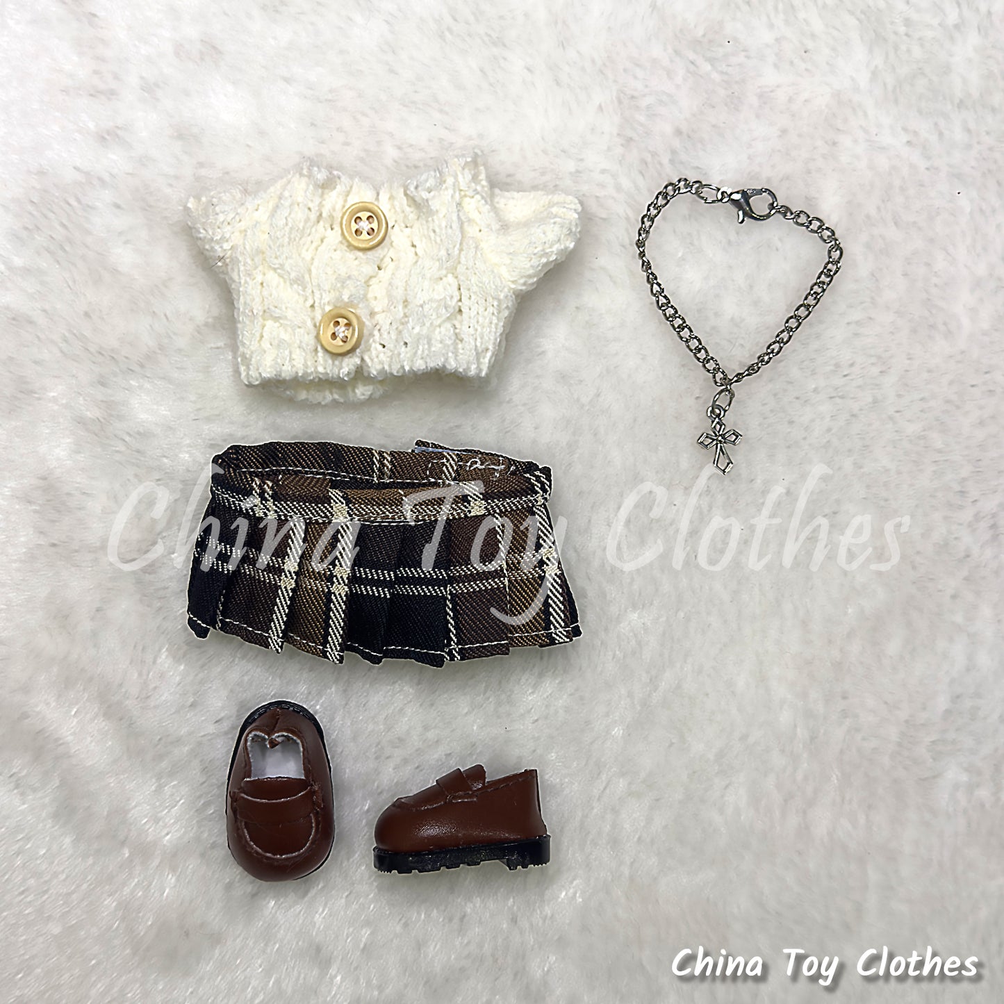 LABUBU 17 公分怪獸毛絨娃娃衣服富婆女孩 GG 套裝無玩具