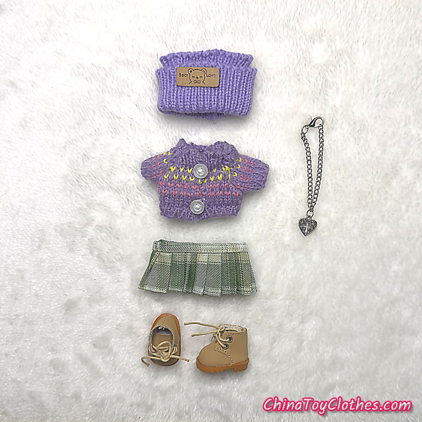 LABUBU 17 公分怪獸毛絨娃娃衣服富婆女孩 GG 套裝無玩具