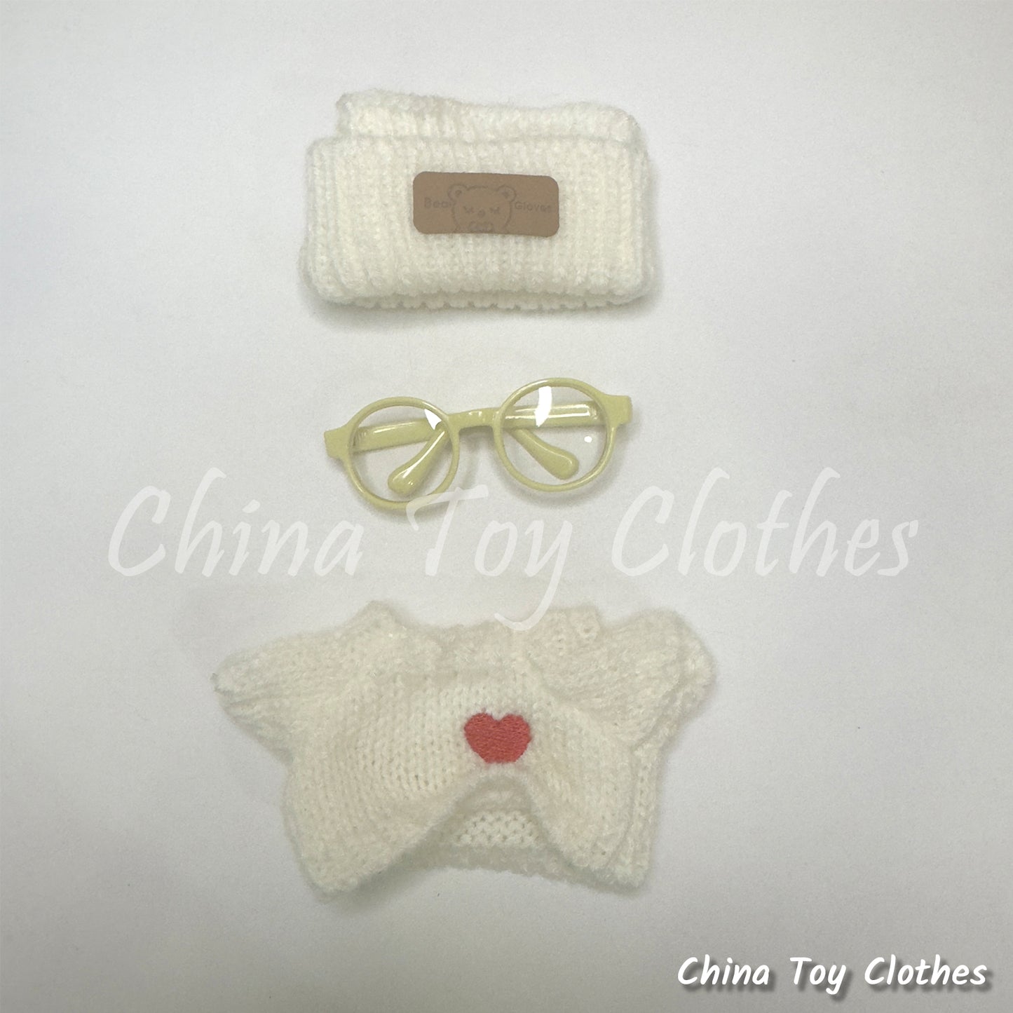 LABUBU 17cm The Monsters Plush Doll Clothes Adorable White Kinitting Sweater with Bag NO TOY