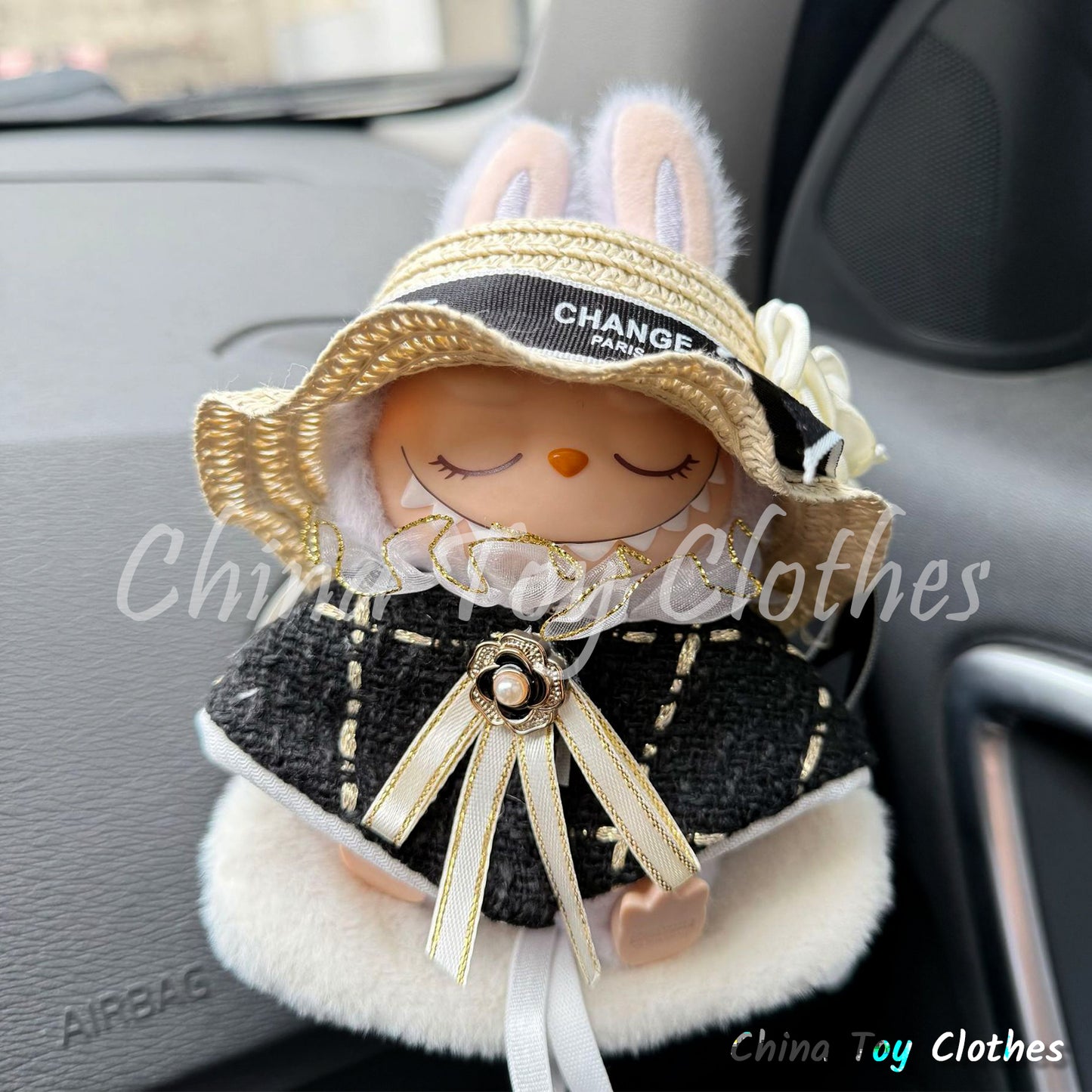 LABUBU 17cm The Monsters Plush Doll Clothes Elegant Lady Shawl with CHANGE Hat  NO TOY