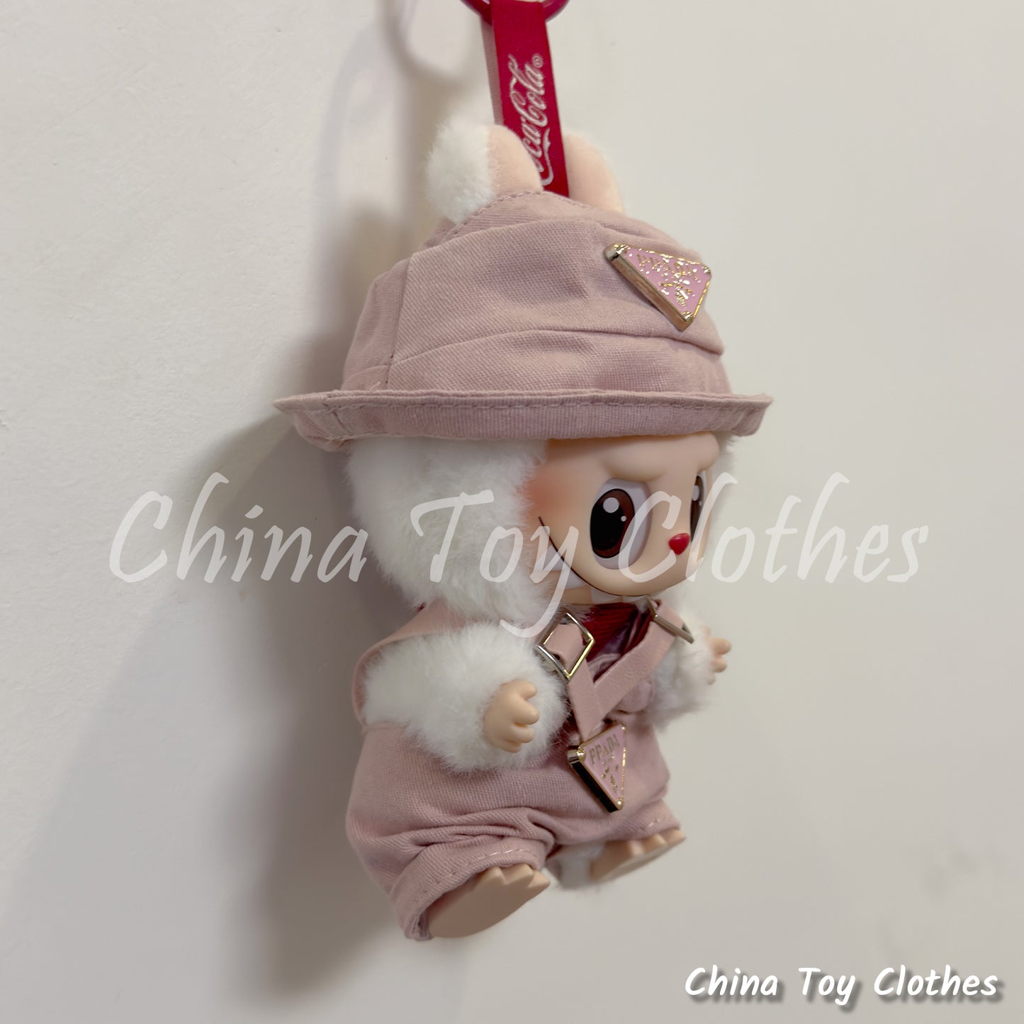 New Arrival LABUBU 17cm 7" The Monsters Plush Doll Clothes Rich Guy Pink Leisure suit NO TOY