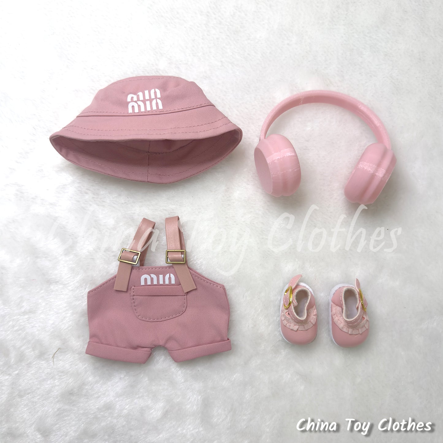 LABUBU 17cm The Monsters Plush Doll Handmade Clothes Elegant MINMIN Fashion Outfit Headphones NO TOY