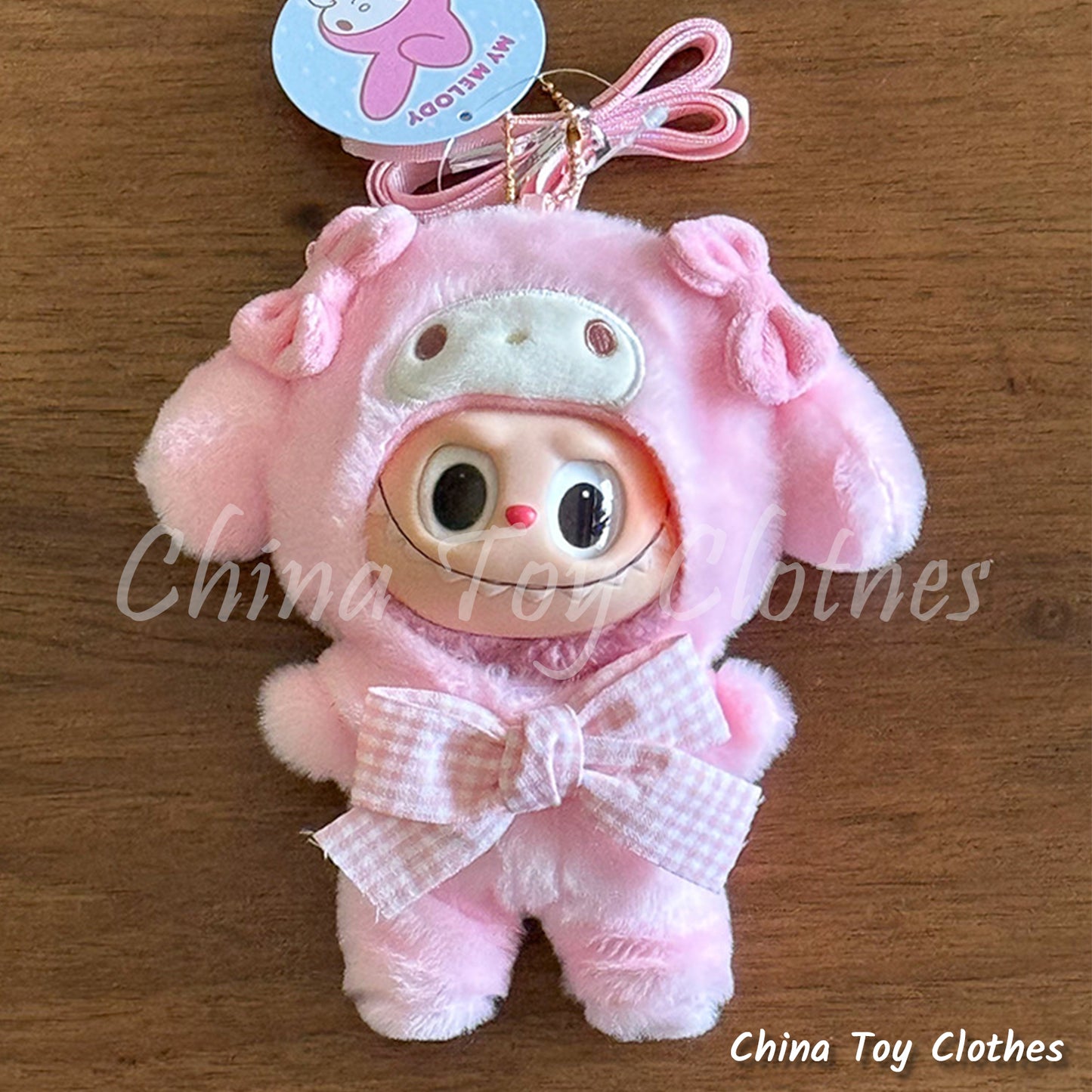 LABUBU 17cm 7inch The Monsters Plush Doll Clothes Adorable Cartoon Outfit NO TOY