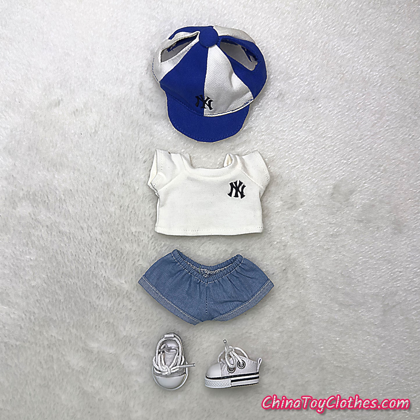 LABUBU 17cm The Monsters Plush Doll Replacing Clothes Baseball T-Shirt and Cap Leisure Sportswear Outfit NO TOY