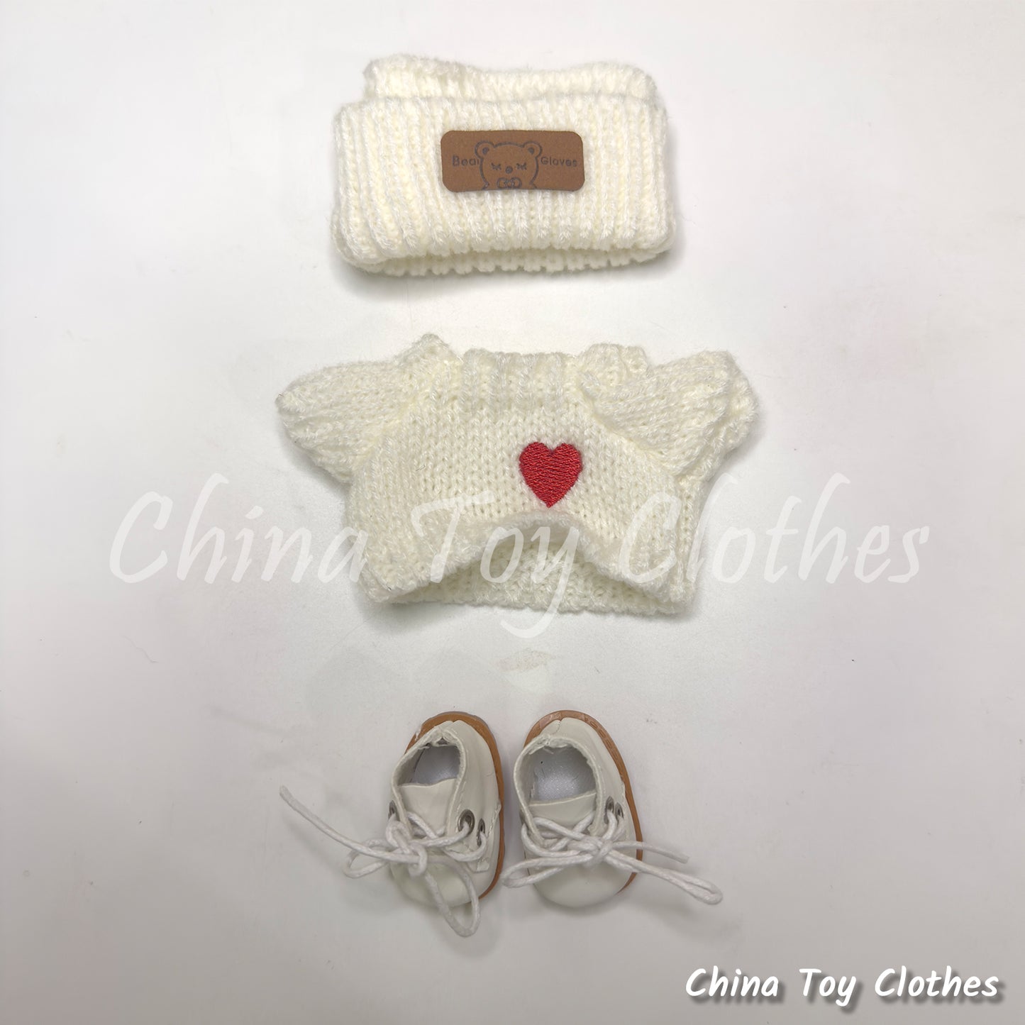 LABUBU 17cm The Monsters Plush Doll Clothes Adorable White Kinitting Sweater with Bag NO TOY