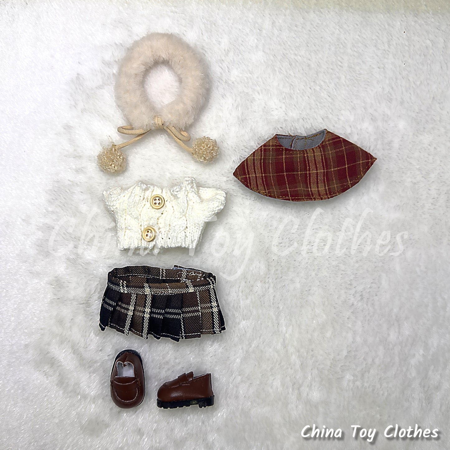LABUBU 17 公分怪獸毛絨娃娃衣服富婆女孩 GG 套裝無玩具