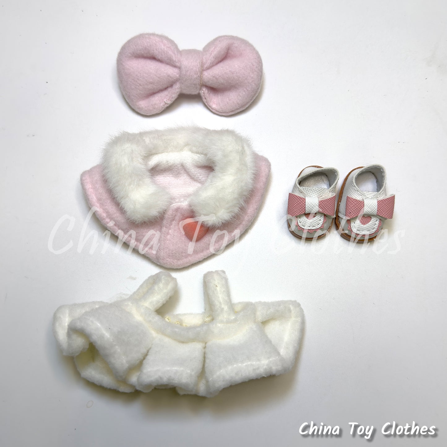 LABUBU 17cm The Monsters Plush Doll Clothes Pink Princess Outfit Plus Bag Shoes NO TOY