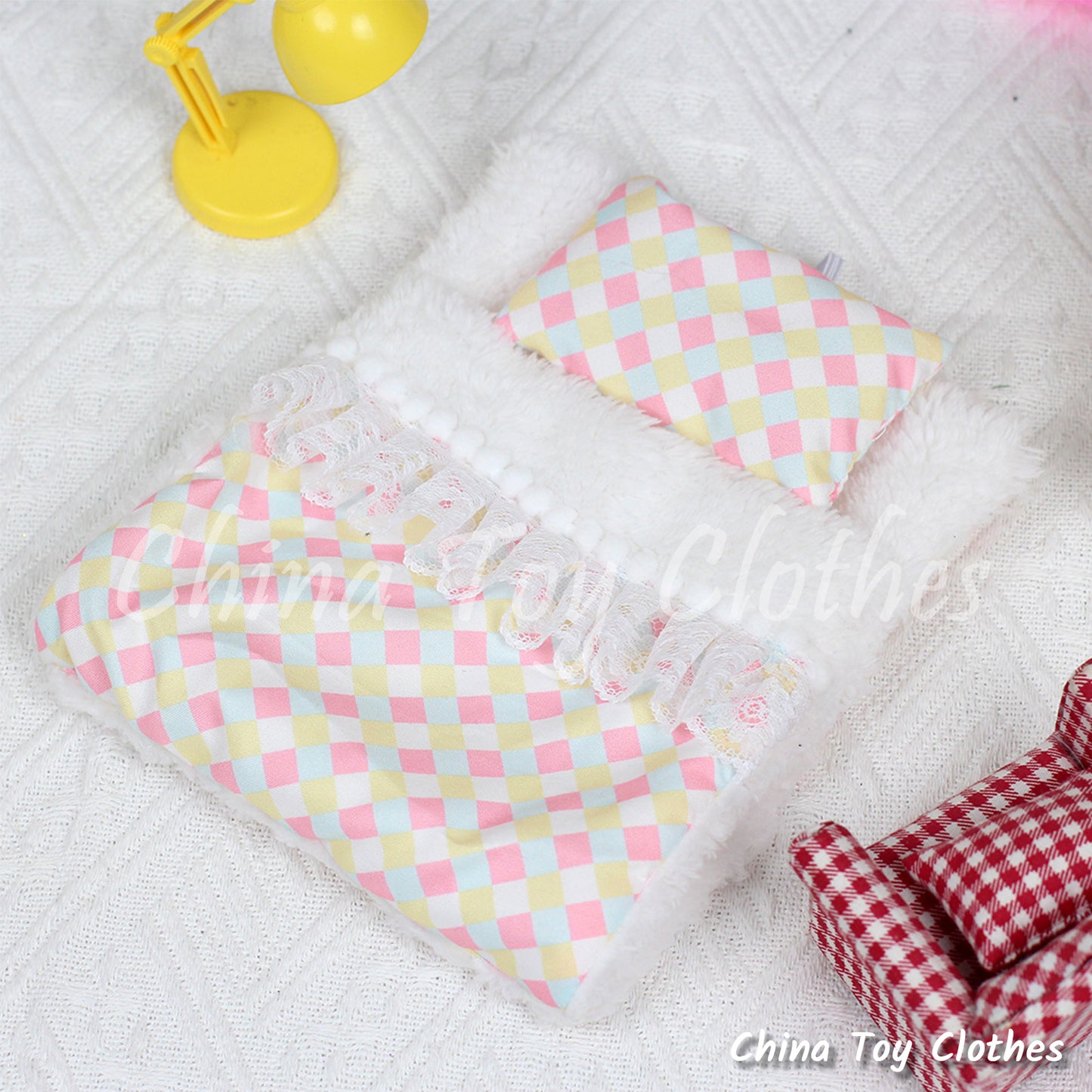 LABUBU 17cm The Monsters Plush Doll Accessories Lovely Sleeping Bed and Pajamas NO TOY