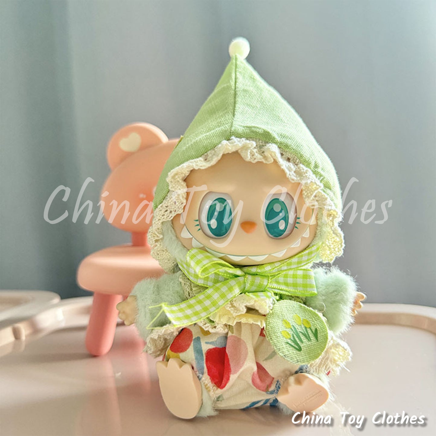 LABUBU 17cm The Monsters Plush Doll Clothes Lovely Witch Girl Suit NO TOY