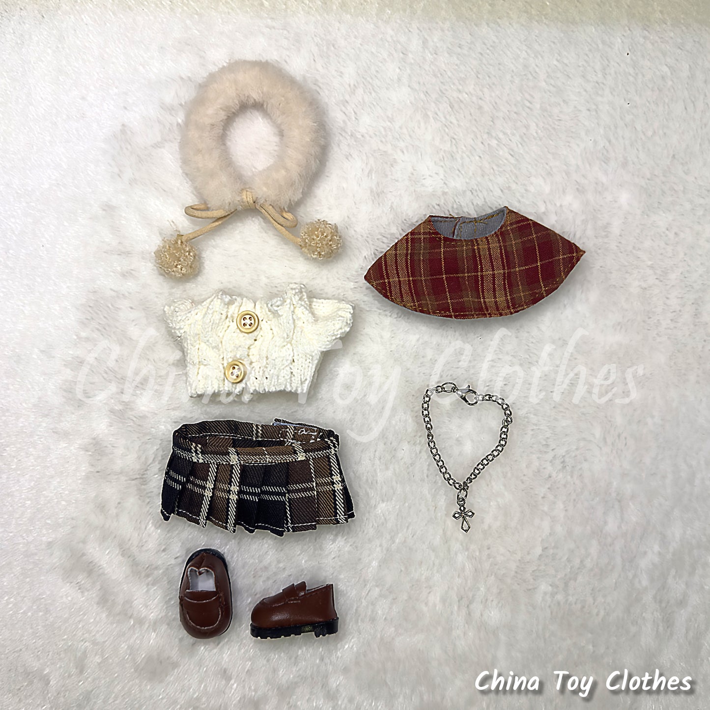 LABUBU 17 公分怪獸毛絨娃娃衣服富婆女孩 GG 套裝無玩具