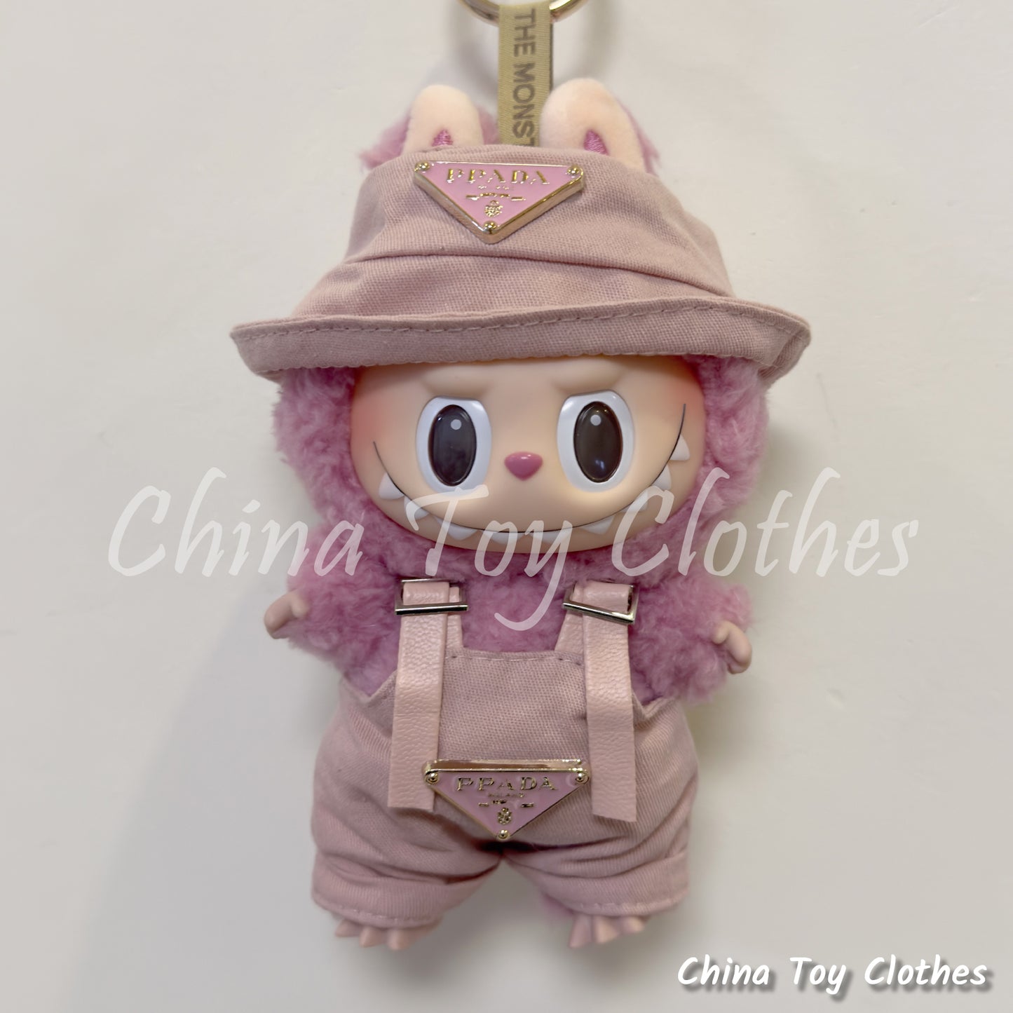 New Arrival LABUBU 17cm 7" The Monsters Plush Doll Clothes Rich Guy Pink Leisure suit NO TOY