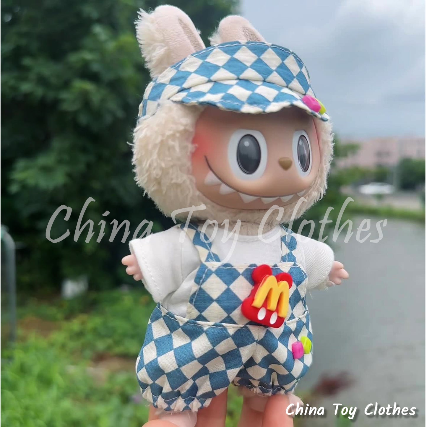 LABUBU 17cm The Monsters Plush Doll Clothes Cute & Lovely Mcdonald's Suit 3 pcs in a set NO TOY