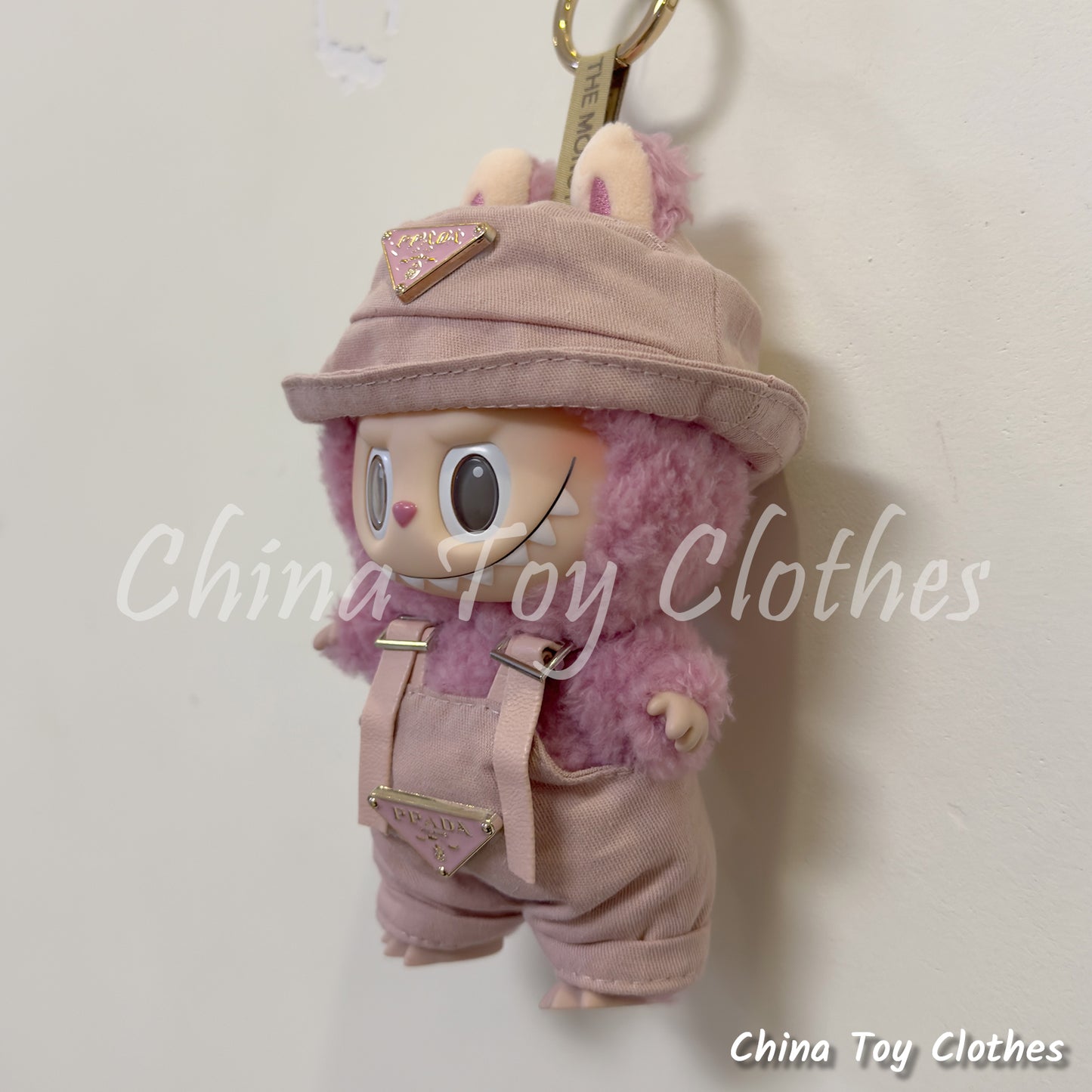 New Arrival LABUBU 17cm 7" The Monsters Plush Doll Clothes Rich Guy Pink Leisure suit NO TOY