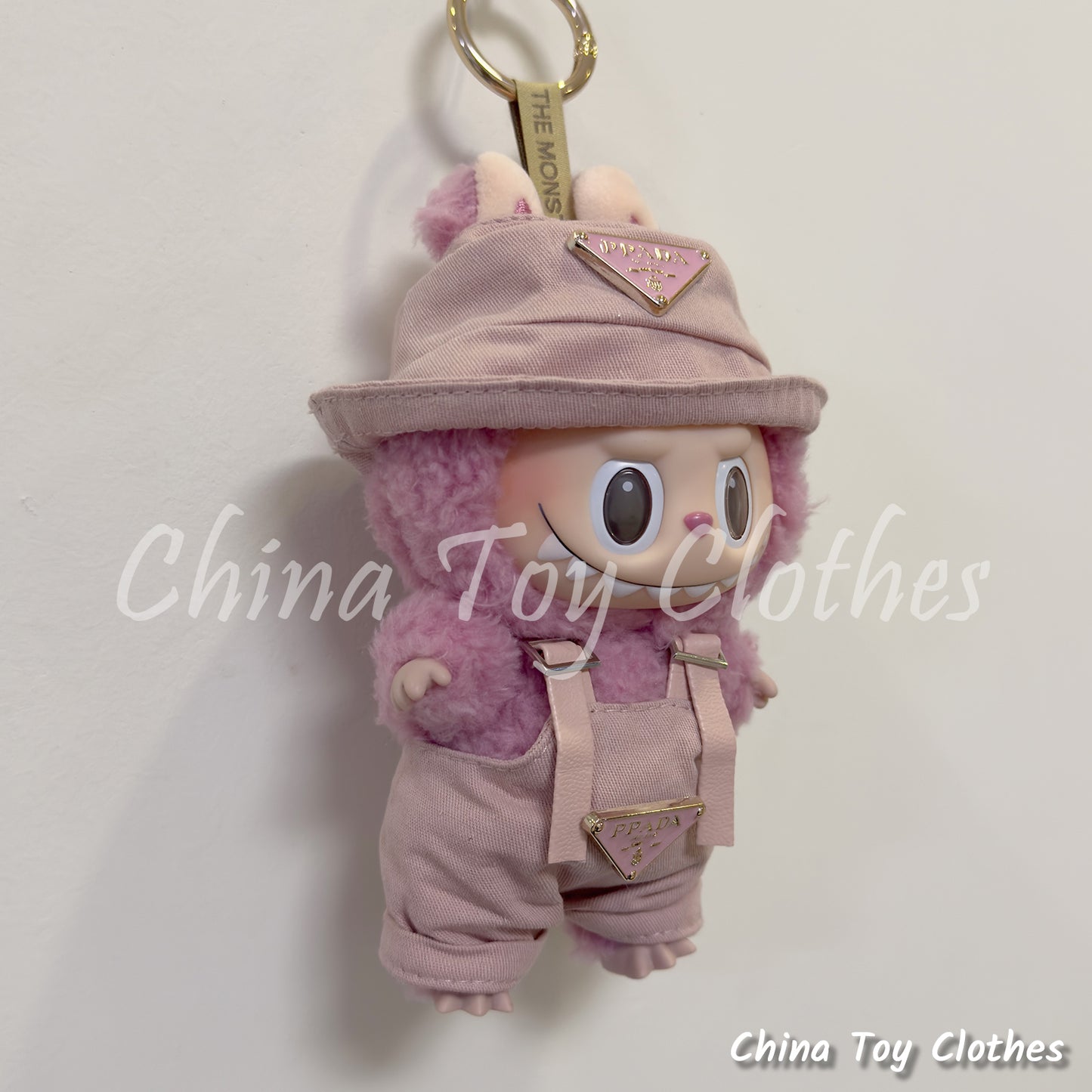 New Arrival LABUBU 17cm 7" The Monsters Plush Doll Clothes Rich Guy Pink Leisure suit NO TOY