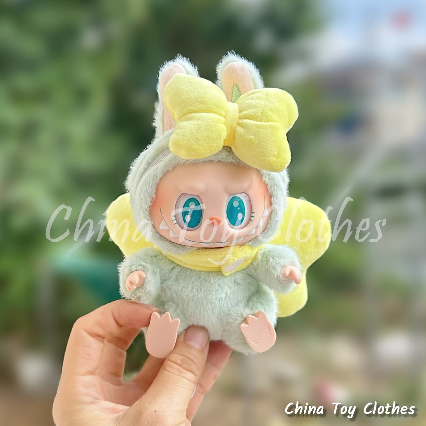 LABUBU 17cm Les Monstres Peluche Poupée Vêtements Adorable Marie Chat Nœud Papillon &amp; Ailes PAS DE JOUET