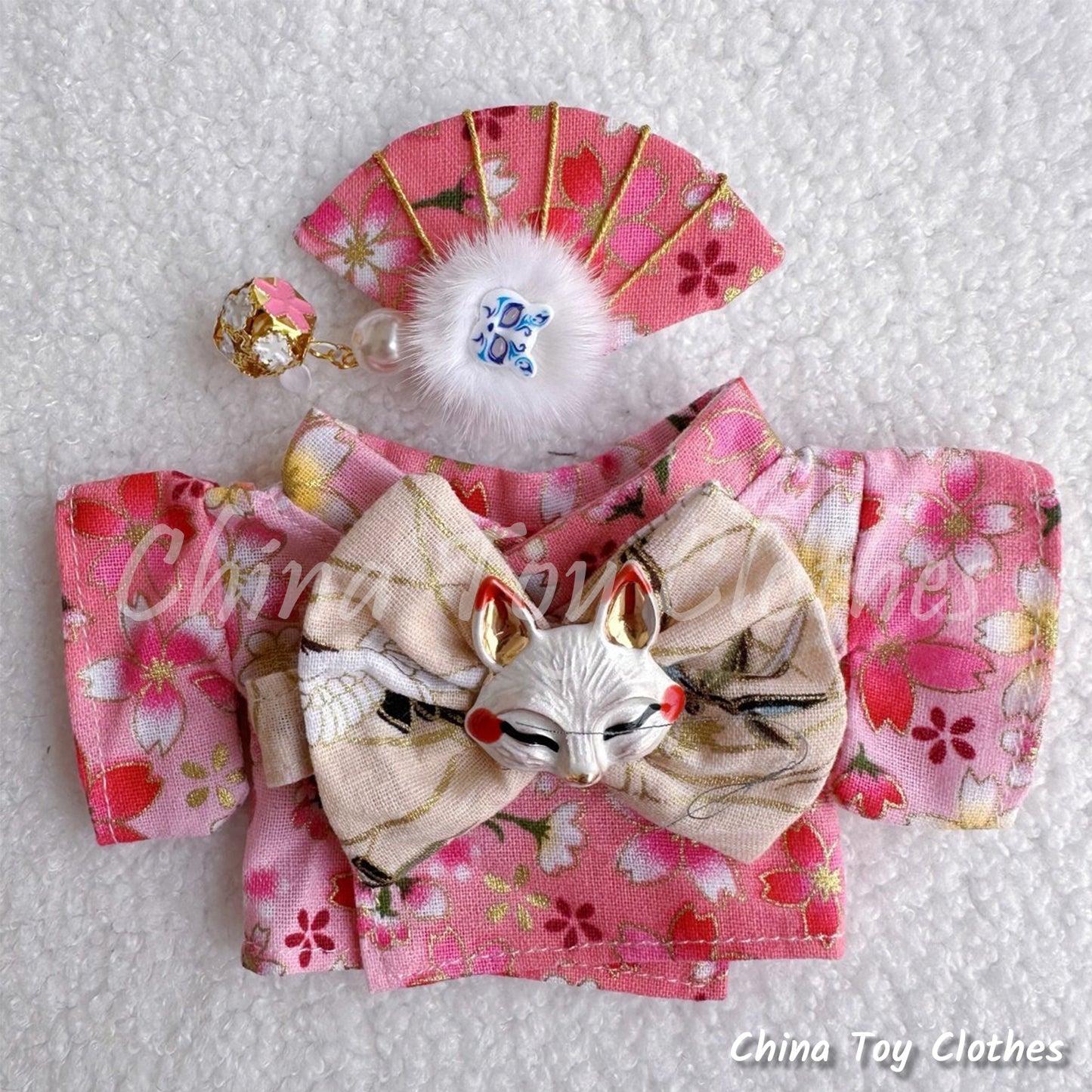 LABUBU 17cm The Monsters Plush Doll Clothes Lovely Japanese Girl Style Kimono NO TOY