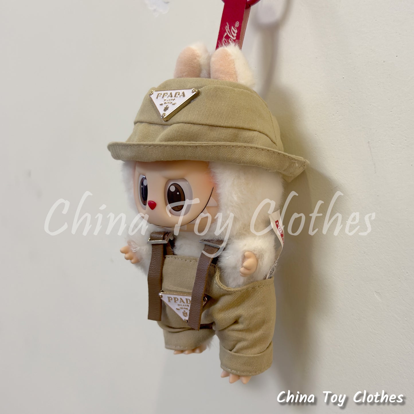 New Arrival LABUBU 17cm 7" The Monsters Plush Doll Clothes Rich Guy Beige Leisure suit NO TOY