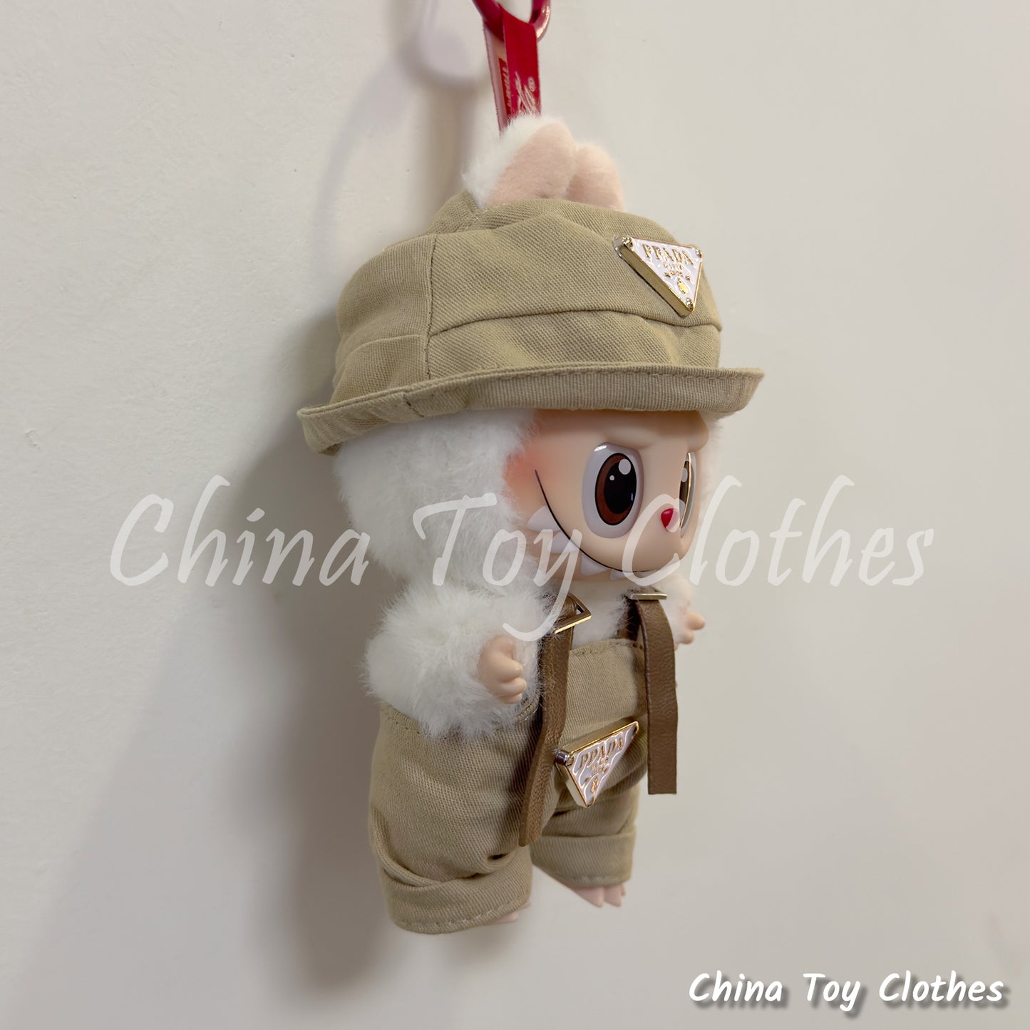 New Arrival LABUBU 17cm 7" The Monsters Plush Doll Clothes Rich Guy Beige Leisure suit NO TOY
