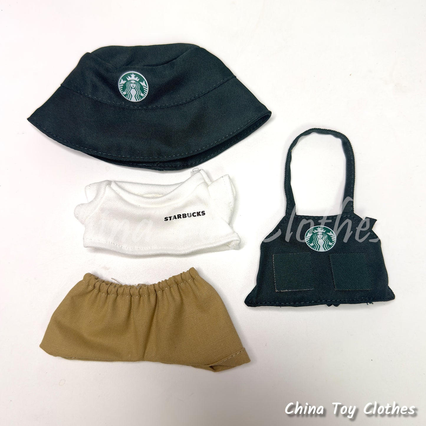 LABUBU 17cm The Monsters Plush Doll Replacing Clothes Green Coffee Waitress Outfit NO TOY