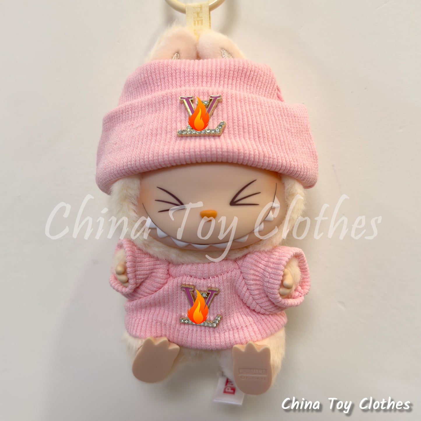 New Arrival LABUBU 17cm 7" The Monsters Plush Doll Clothes Pink Rich Lady Leisure Suit NO TOY