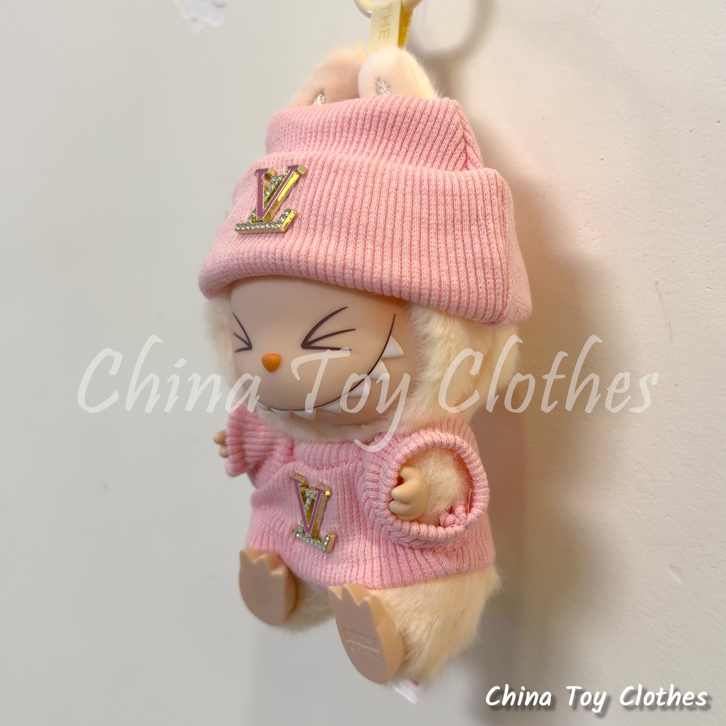 New Arrival LABUBU 17cm 7" The Monsters Plush Doll Clothes Pink Rich Lady Leisure Suit NO TOY