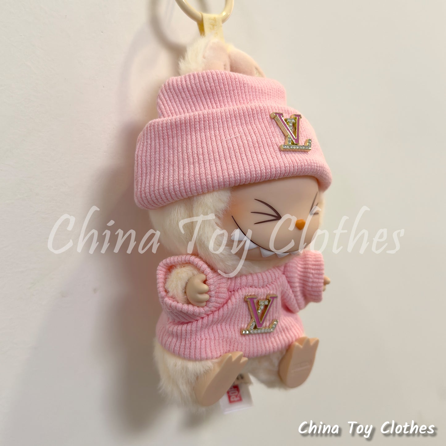 New Arrival LABUBU 17cm 7" The Monsters Plush Doll Clothes Pink Rich Lady Leisure Suit NO TOY