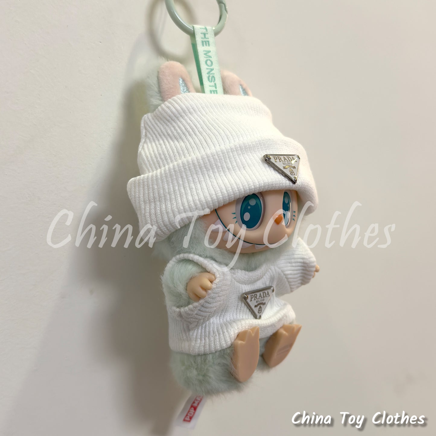 New Arrival LABUBU 17cm 7" The Monsters Plush Doll Clothes White Rich Lady Leisure Suit NO TOY